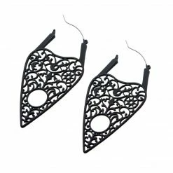 BodyVibe Jewelry Black Silicone Coated Matte Finish Planchette Hoop Earrings