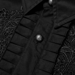 Punk Rave Men's Stuff Gothic Floral Embroidered Ruffled Shirt