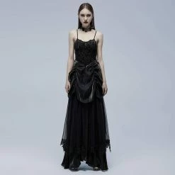 Punk Rave Women's Stuff Gothic Strappy Ruffle Layered Slip Dress