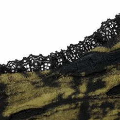 Punk Rave Grunge Double Color Side Slit Slip Dress - Black & Yellow