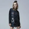 Punk Rave Men's Stuff Grunge Skull Printed Ripped Shirt With Detachable Hood - Blue