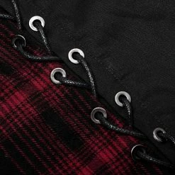 Punk Rave Women's Stuff Punk Plaid Splice Mesh Strappy Shirt