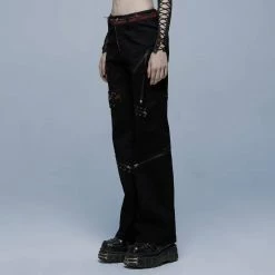 Punk Rave Punk Splice Zipper Straight Pants Women's Stuff