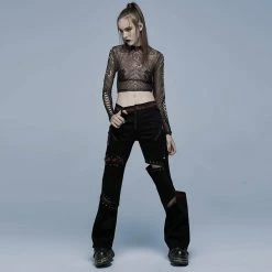 Punk Rave Punk Splice Zipper Straight Pants Women's Stuff