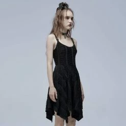 Punk Rave Punk Strappy Ripped Irregular Slip Dress